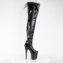 Pleaser FLAMINGO-3850 Plateau Overknee Stiefel Lack Schwarz EU-35 / US-5
