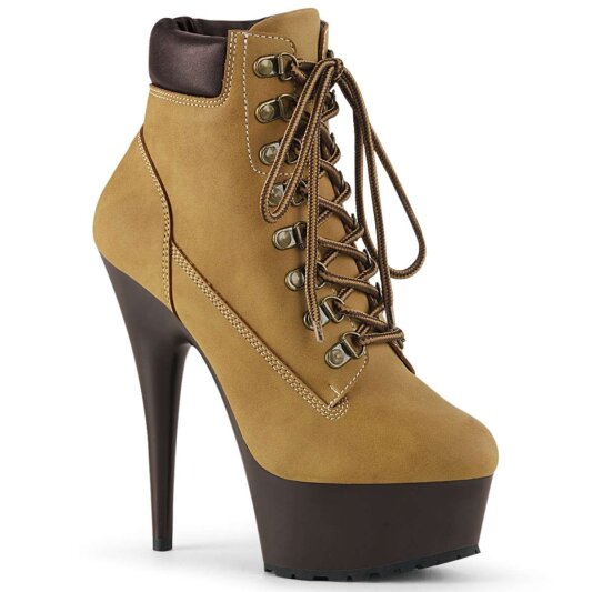 Pleaser Stiefelette DELIGHT-600TL-02 Hellbraun Braun EU-35 / US-5