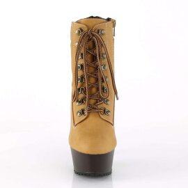 Pleaser Stiefelette DELIGHT-600TL-02 Hellbraun Braun EU-35 / US-5