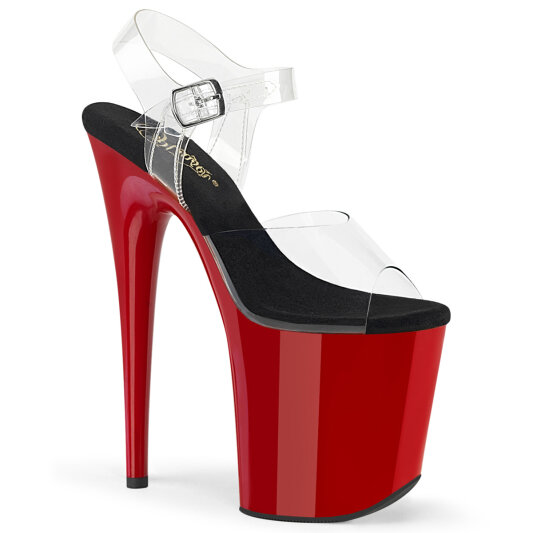 Pleaser FLAMINGO-808 Plateau Sandaletten Clear Rot EU-35 / US-5