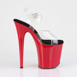 Pleaser FLAMINGO-808 Plateau Sandaletten Clear Rot EU-38 / US-8