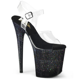 Pleaser FLAMINGO-808SS Plateau Sandaletten Clear Glitter...