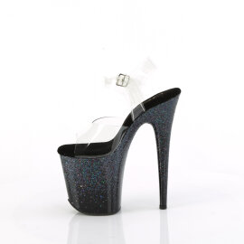 Pleaser FLAMINGO-808SS Plateau Sandaletten Clear Glitter Schwarz EU-40 / US-10