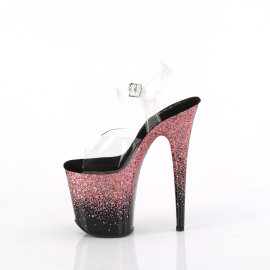 Pleaser FLAMINGO-808SS Plateau Sandaletten Clear Glitter Pink EU-38 / US-8