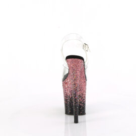 Pleaser FLAMINGO-808SS Plateau Sandaletten Clear Glitter Pink EU-38 / US-8