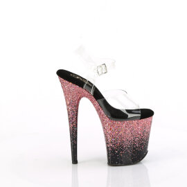 Pleaser FLAMINGO-808SS Plateau Sandaletten Clear Glitter Pink EU-38 / US-8