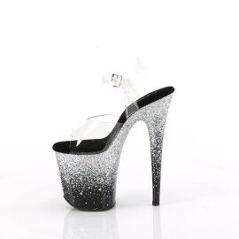 Pleaser FLAMINGO-808SS Plateau Sandaletten Clear Glitter Silber EU-35 / US-5