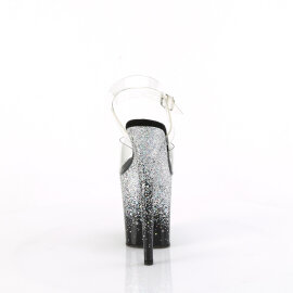 Pleaser FLAMINGO-808SS Plateau Sandaletten Clear Glitter Silber EU-35 / US-5