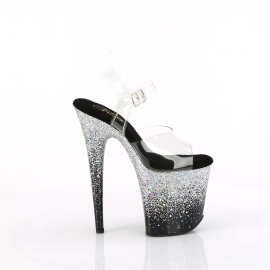 Pleaser FLAMINGO-808SS Plateau Sandaletten Clear Glitter Silber EU-35 / US-5