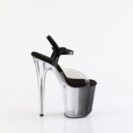Pleaser FLAMINGO-808T-1 Plateau Sandaletten Clear Rauch Schwarz EU-38 / US-8