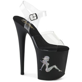 Pleaser FLAMINGO-808TGRS Plateau Sandaletten Clear Strass...