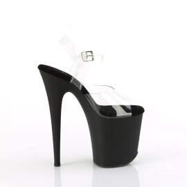 Pleaser FLAMINGO-808TGRS Plateau Sandaletten Clear Strass Schwarz Silber EU-35 / US-5