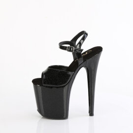 Pleaser FLAMINGO-809GP Plateau Sandaletten Lack Glitter Schwarz EU-37 / US-7