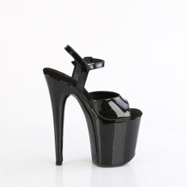 Pleaser FLAMINGO-809GP Plateau Sandaletten Lack Glitter Schwarz EU-37 / US-7