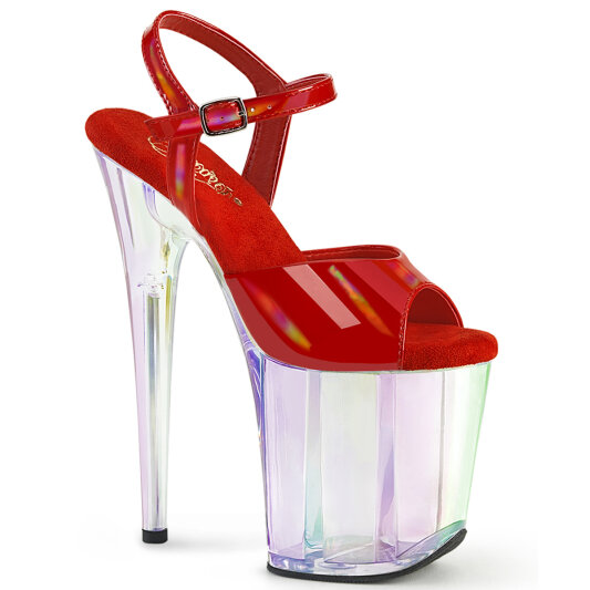 Pleaser FLAMINGO-809HT Plateau Sandaletten Lack Holograma Rauch Rot EU-35 / US-5