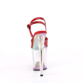 Pleaser FLAMINGO-809HT Plateau Sandaletten Lack Holograma Rauch Rot EU-35 / US-5