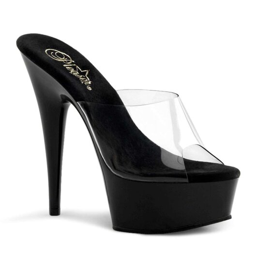 Pleaser Pantolette DELIGHT-601 Transparent Schwarz EU-35 / US-5