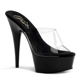Pleaser Pantolette DELIGHT-601 Transparent Schwarz EU-35...