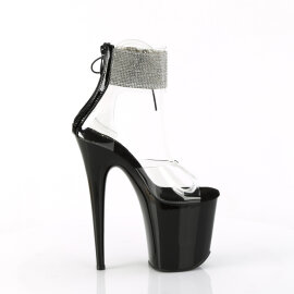 Pleaser FLAMINGO-824RS Plateau Sandaletten Clear Strass Schwarz EU-42 / US-12