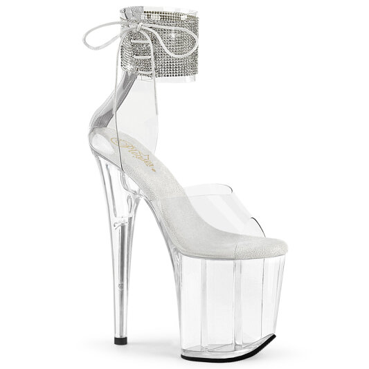 Pleaser FLAMINGO-824RS Plateau Sandaletten Clear Strass Transparent EU-42 / US-12