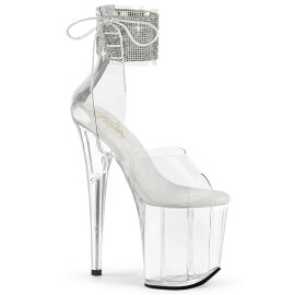 Pleaser FLAMINGO-824RS Plateau Sandaletten Clear Strass Transparent EU-42 / US-12