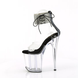 Pleaser FLAMINGO-824RS Plateau Sandaletten Clear Strass Transparent Schwarz EU-42 / US-12