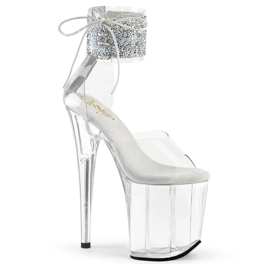 Pleaser FLAMINGO-824RS-02 Plateau Sandaletten Clear Strass Transparent EU-40 / US-10
