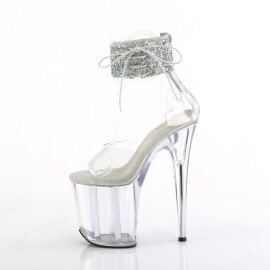 Pleaser FLAMINGO-824RS-02 Plateau Sandaletten Clear Strass Transparent EU-40 / US-10
