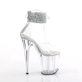 Pleaser FLAMINGO-824RS-02 Plateau Sandaletten Clear Strass Transparent EU-40 / US-10