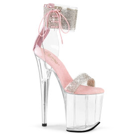 Pleaser FLAMINGO-827RS Plateau Sandaletten Clear Strass...