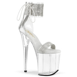 Pleaser FLAMINGO-827RS Plateau Sandaletten Clear Strass...