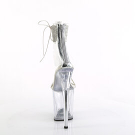 Pleaser FLAMINGO-827RS Plateau Sandaletten Clear Strass Silber EU-35 / US-5