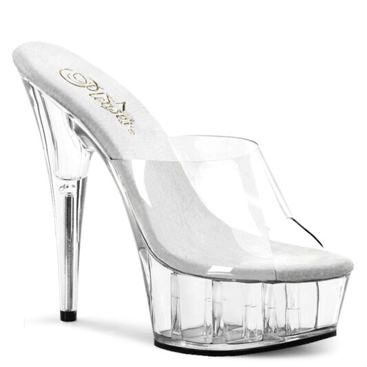 Pleaser Pantolette DELIGHT-601 Transparent Silber EU-35 / US-5