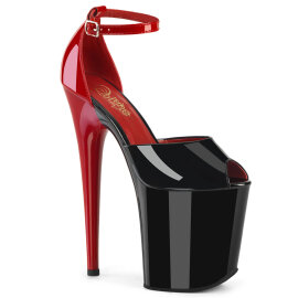 Pleaser FLAMINGO-868 Plateau Sandaletten Rot Schwarz...