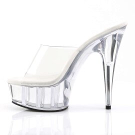 Pleaser Pantolette DELIGHT-601 Transparent Silber EU-37 / US-7
