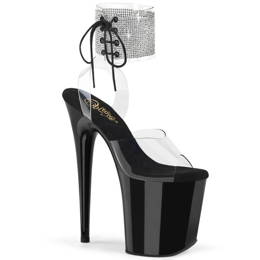 Pleaser FLAMINGO-891-2RS Plateau Sandaletten Clear Schwarz EU-36 / US-6