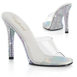 Fabulicious GALA-01DML Pantoletten Clear Strass Silber...