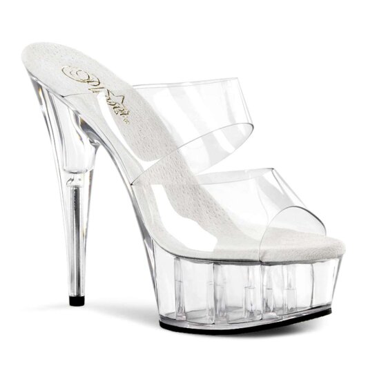 Pleaser Pantolette DELIGHT-602 Transparent Silber EU-35 / US-5
