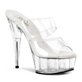 Pleaser Pantolette DELIGHT-602 Transparent Silber EU-35 /...