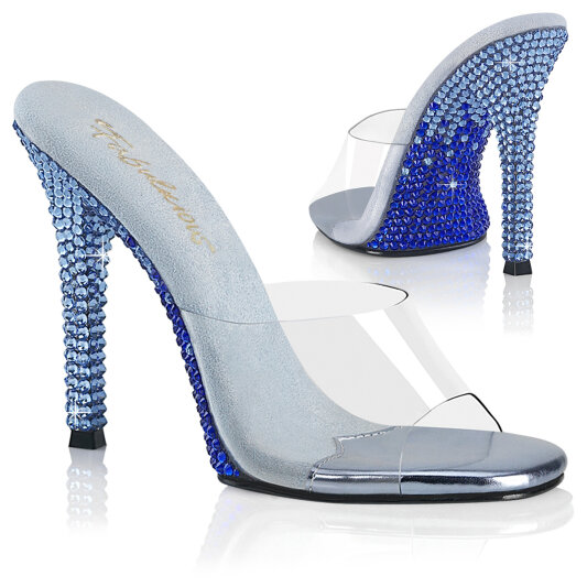 Fabulicious GALA-01DMM Pantoletten Clear Strass Blau EU-41 / US-11