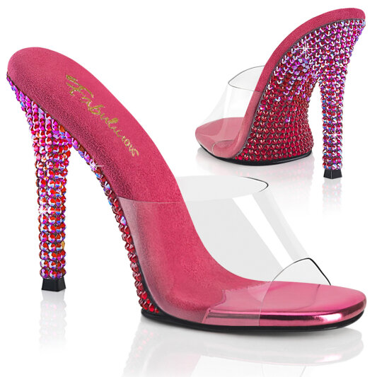 Fabulicious GALA-01DMM Pantoletten Clear Strass Pink EU-35 / US-5