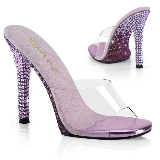 Fabulicious GALA-01DMM Pantoletten Clear Strass Lila EU-37 / US-7