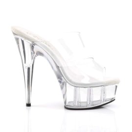Pleaser Pantolette DELIGHT-602 Transparent Silber EU-38 / US-8