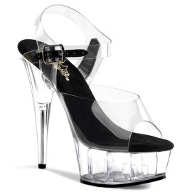 Pleaser Sandalette DELIGHT-608 Transparent Schwarz EU-41...