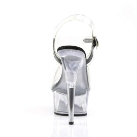 Pleaser Sandalette DELIGHT-608 Transparent Schwarz EU-35 / US-5