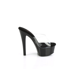 Pleaser GLEAM-601 Plateau Pantoletten Clear Schwarz Transparent EU-37 / US-7