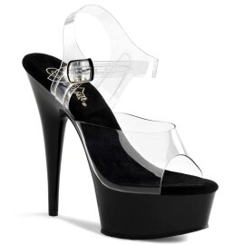 Pleaser Sandalette DELIGHT-608 Transparent Schwarz EU-42...
