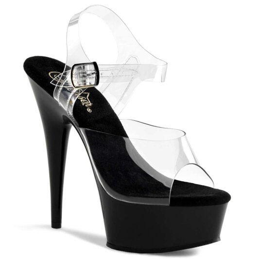 Pleaser Sandalette DELIGHT-608 Transparent Schwarz EU-35 / US-5
