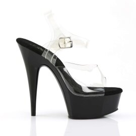 Pleaser Sandalette DELIGHT-608 Transparent Schwarz EU-37 / US-7