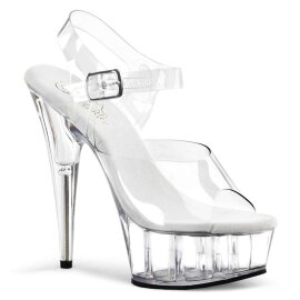 Pleaser Sandalette DELIGHT-608 Transparent Silber EU-35 /...